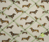 Dachshund Ribbon Memo Board / Soft Green Ribbon