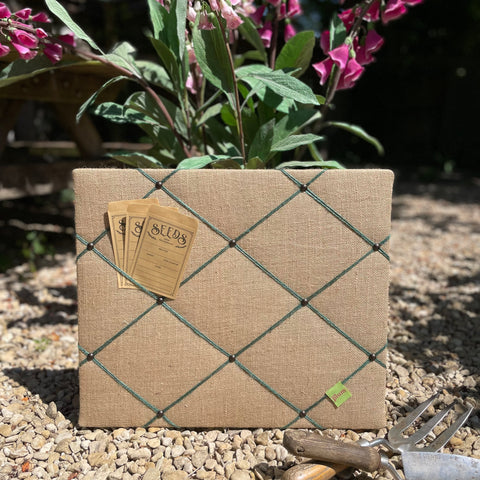 Gardener’s Ribbon Memo Board - Hessian / Dark Green Twine