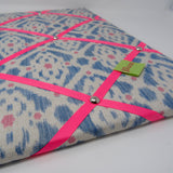 Blue Ikat Ribbon Memo Board / Passionfruit Ribbon