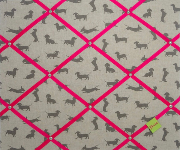 Sausage dogs Ribbon Memo Board - Bright Pink Ribbon
