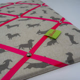 Sausage dogs Ribbon Memo Board - Bright Pink Ribbon