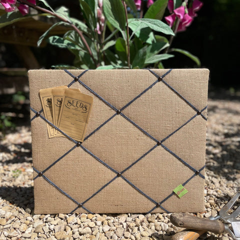 Gardener’s Ribbon Memo Board - Hessian / Blue Twine