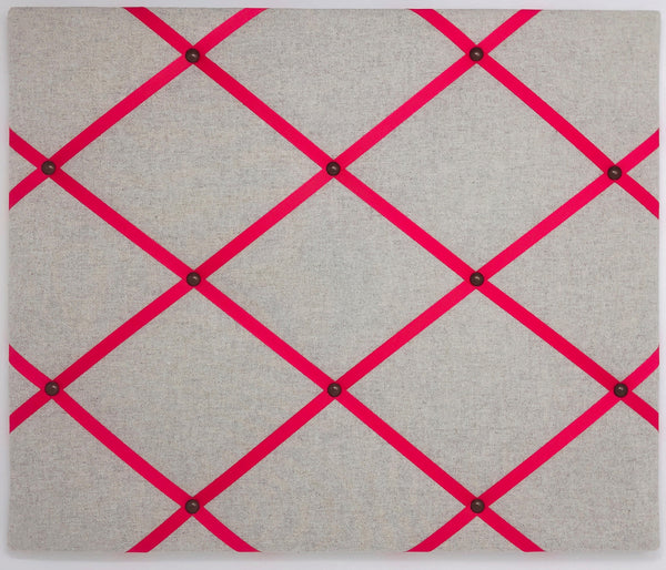 Soft Grey / Bright Pink Ribbon Memo Board