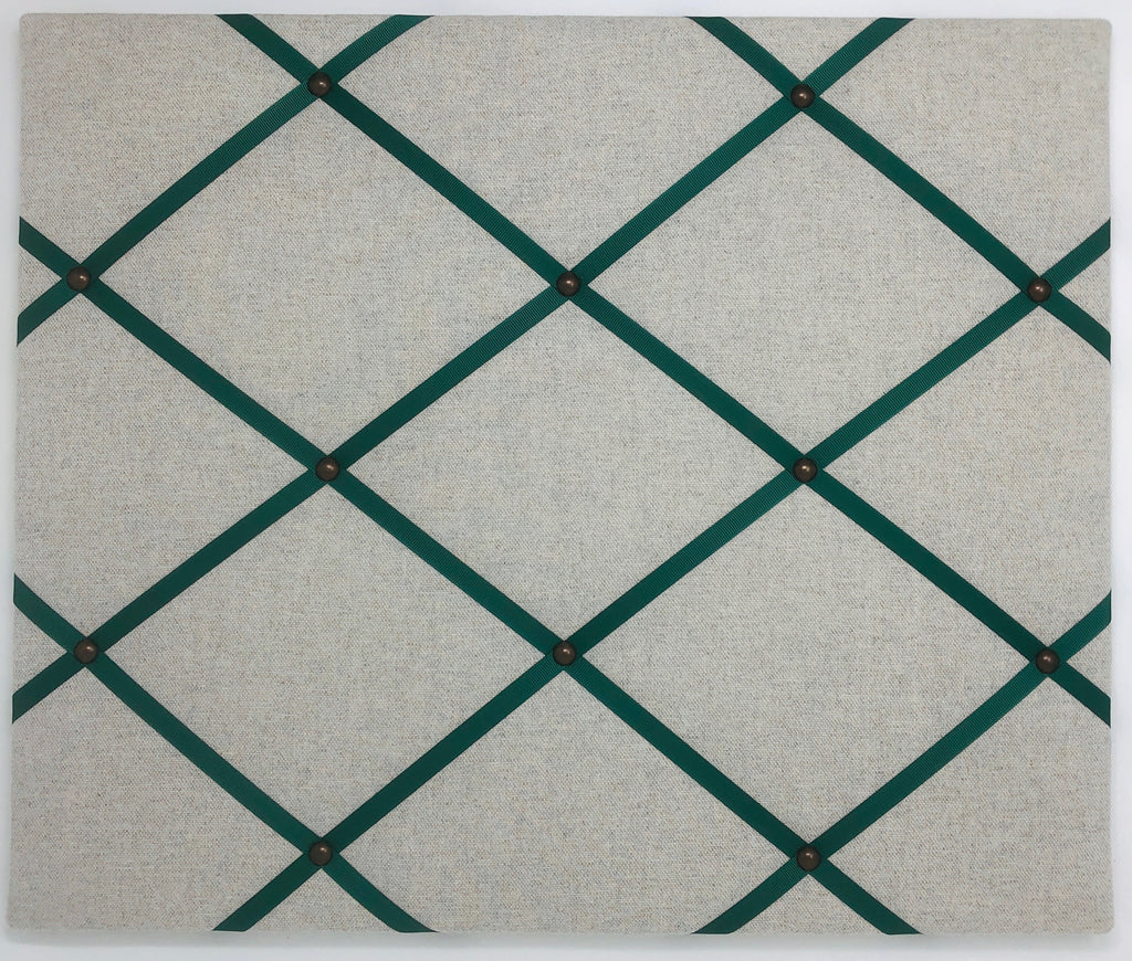 Soft Grey / Dark Green Ribbon Memo Board