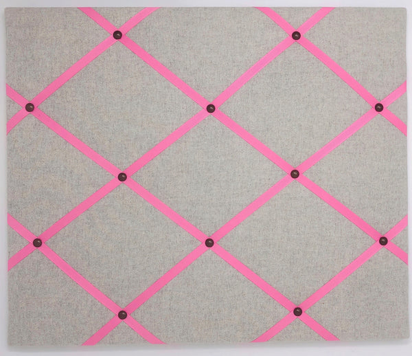 Soft Grey / Bubblegum Pink Ribbon Memo Board