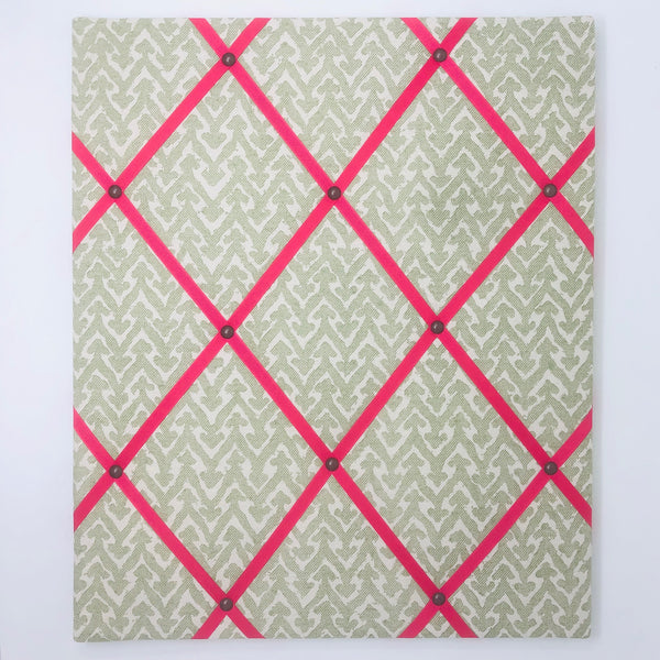 Fermoie Green Rabanna Ribbon Memo Board / Bright Pink Ribbon