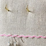 Hook & Hang Jewellery Board - Soft grey / Pink ric rac