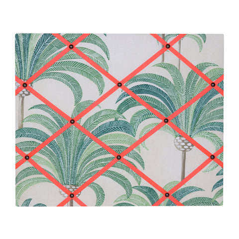 Palm Print / Neon Orange Ribbon Memo Board