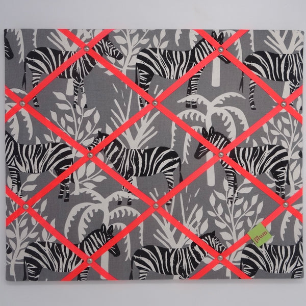 Zebras Ribbon Memo Board - Neon Orange Ribbon