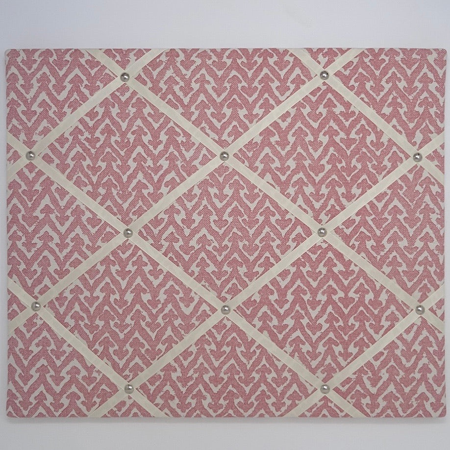 Fermoie Rose Pink Rabanna Ribbon Memo Board / Ivory Ribbon