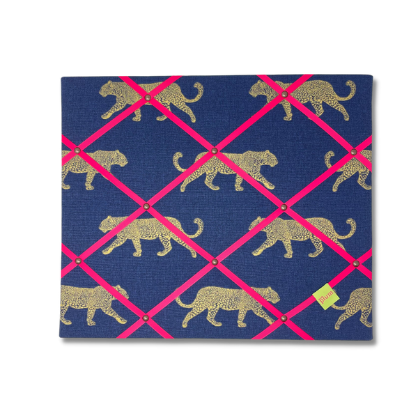 Navy Leopard Ribbon Memo Board / Your choice of Ribbon