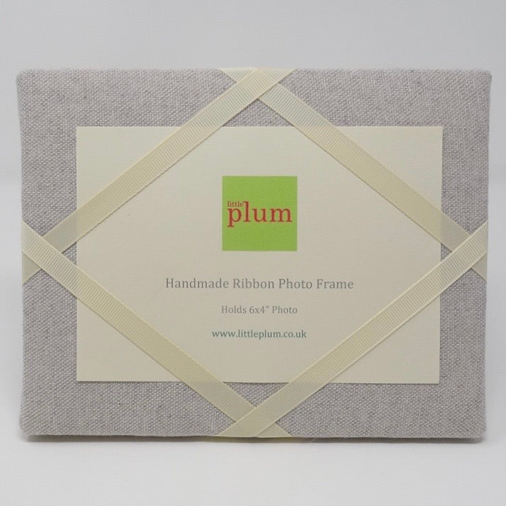 Freestanding Photo Frame - Soft Grey / Ivory Ribbon