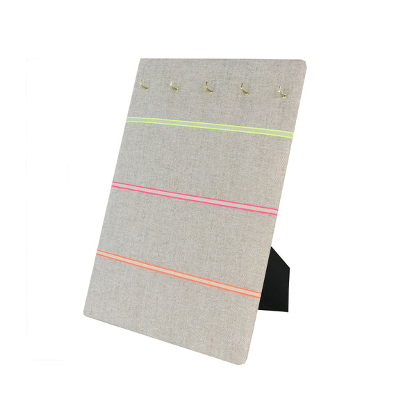 Hook & Hang Jewellery Board - Soft grey / Neon Ribbon