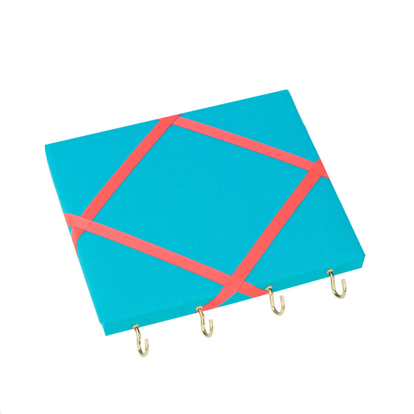 Turquoise / Neon Orange Ribbon Jewellery Holder