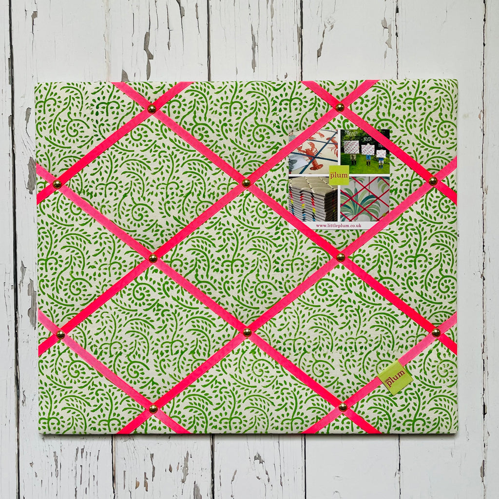 Green Block Print Ribbon Memo Board - Passionfruit Ribbon