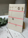 Hook & Hang Jewellery Board - Soft grey / Pink Neon Ribbon