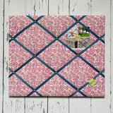 Pink Block Print Ribbon Memo Board - French Blue Ribbon