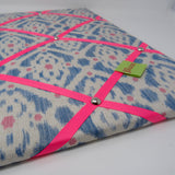 Blue Ikat Ribbon Memo Board / Passionfruit Ribbon