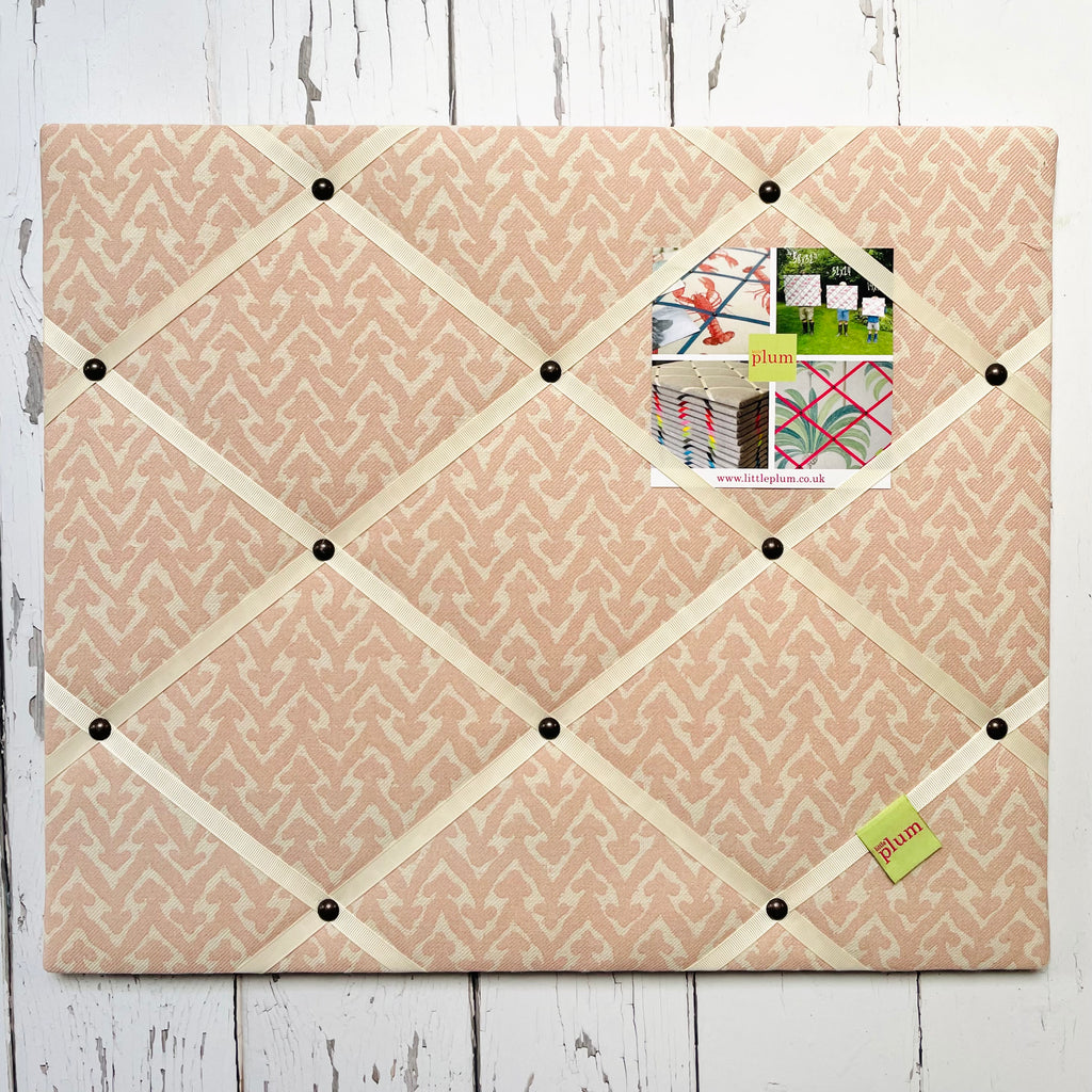 Fermoie Pale Pink Rabanna Ribbon Memo Board / Ivory Ribbon