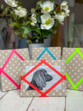 Freestanding Photo Frame - Stars / Neon Yellow Ribbon