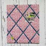 Pink Block Print Ribbon Memo Board - French Blue Ribbon