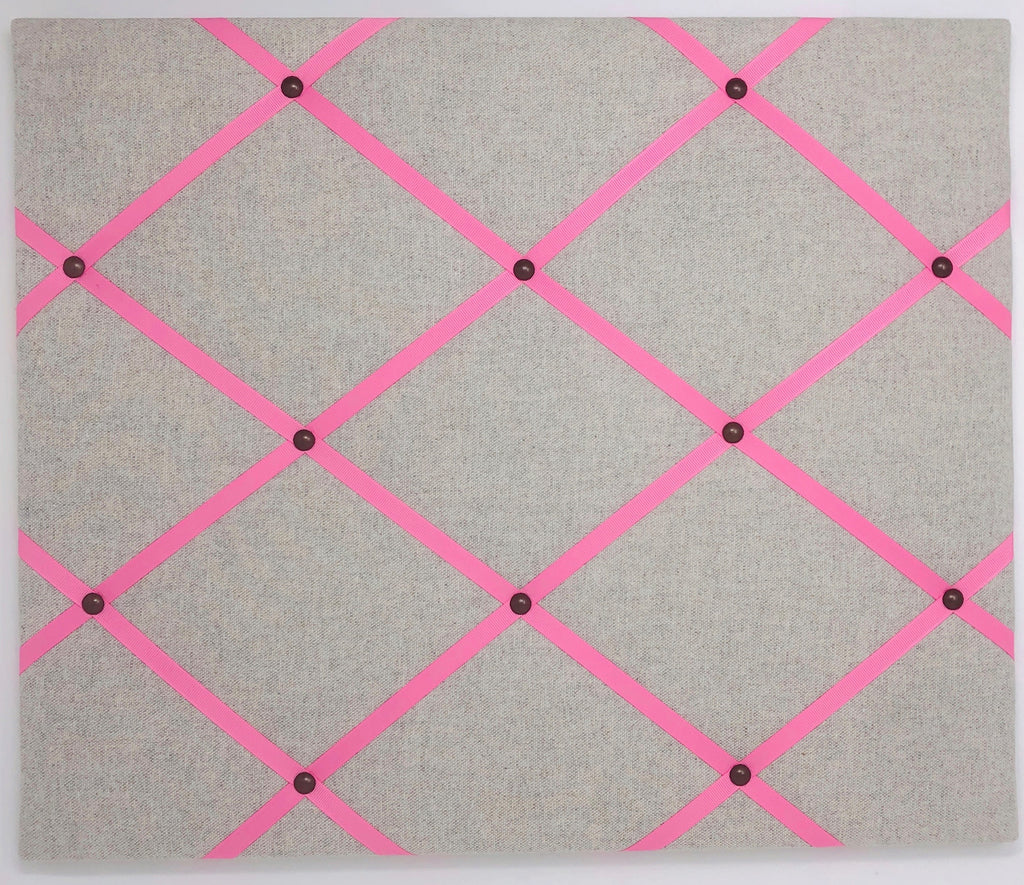 Soft Grey / Bubblegum Pink Ribbon Memo Board
