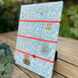 Hook & Hang Jewellery Board - Turquoise Leaf Print / Neon Orange Ribbon
