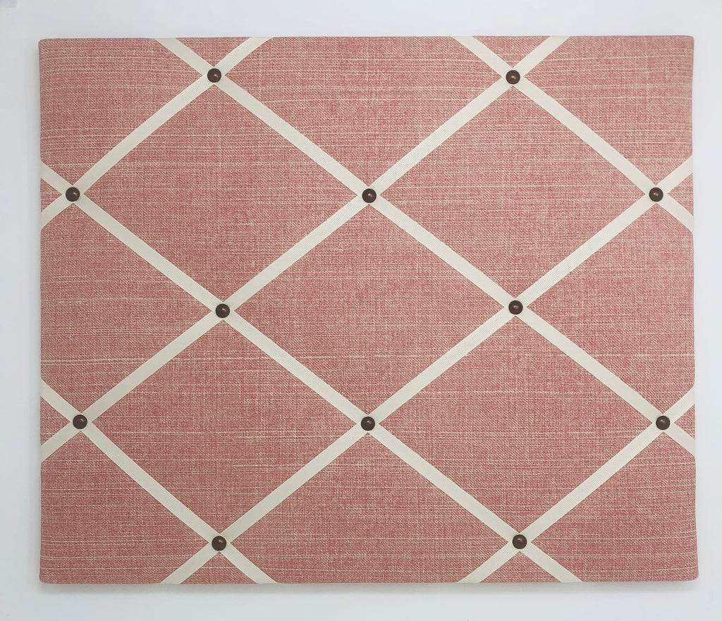 Fermoie Pink Plain Cotton Ribbon Memo Board / Ivory Ribbon