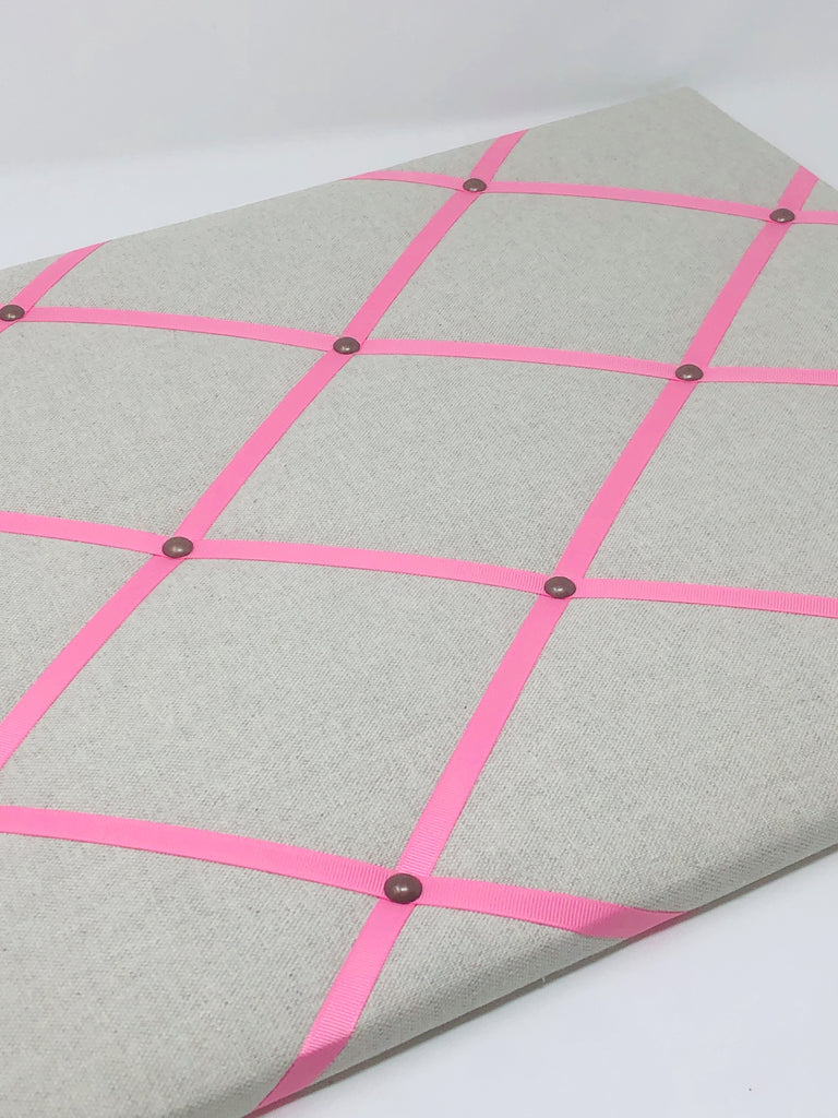 Soft Grey / Bubblegum Pink Ribbon Memo Board Little Plum