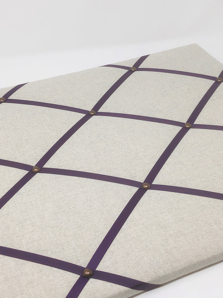 Soft Grey / Plum Purple Ribbon Memo Board Little Plum