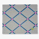 Soft Grey Ribbon Memo Board / French Blue Ribbon / Pink Pom-Poms