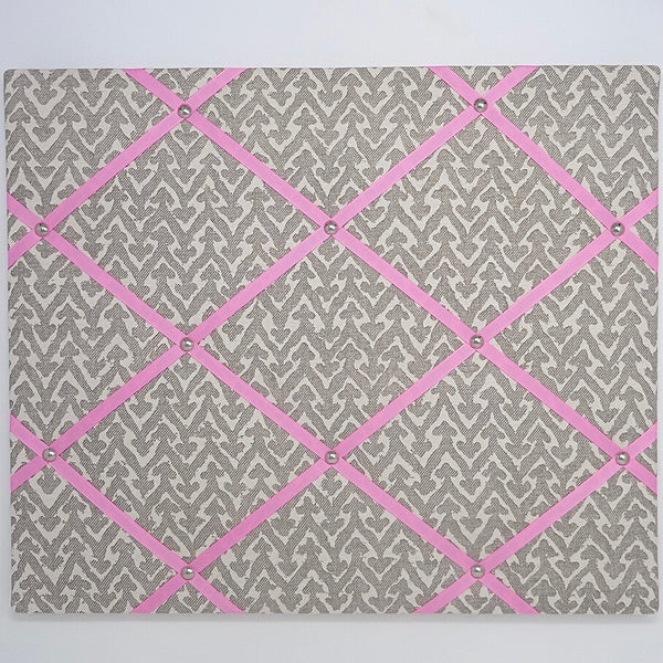 Fermoie Grey Rabanna Ribbon Memo Board / Bubblegum Pink Ribbon
