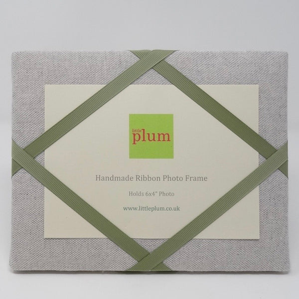 Freestanding Photo Frame - Soft Grey / Soft Green Ribbon